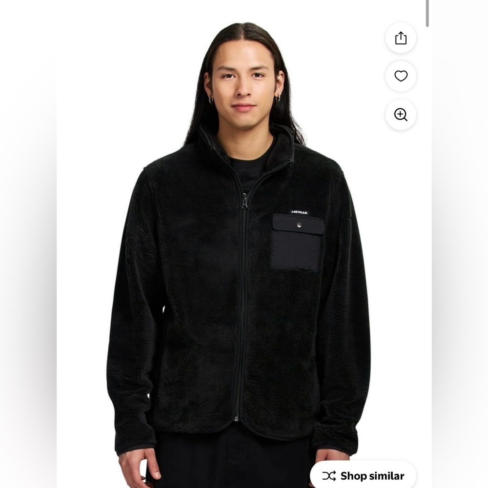 Airwalk Black Sherpa Jacket with Pocket